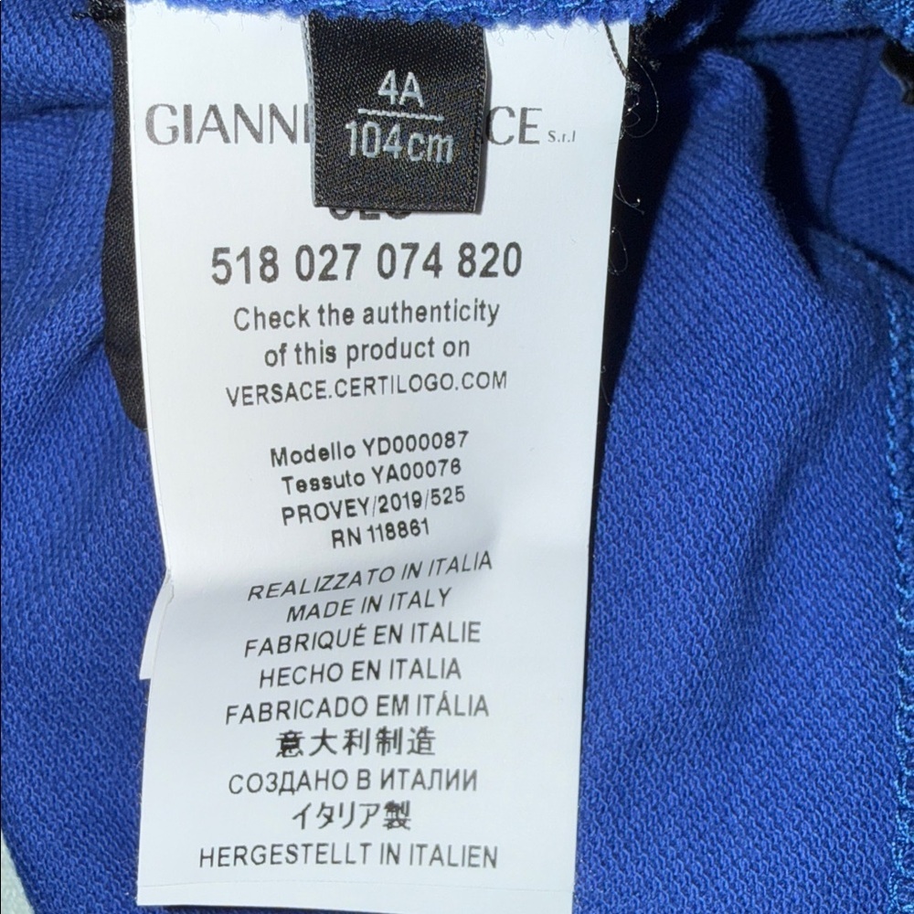 Versace Kids Royal Blue Logo Tape Polo Shirt SZ 4 - Picture 5 of 6
